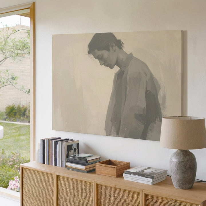 Ethereal Grayscale Figure Canvas – Minimalist Emotional Portrait Art - Gifitto