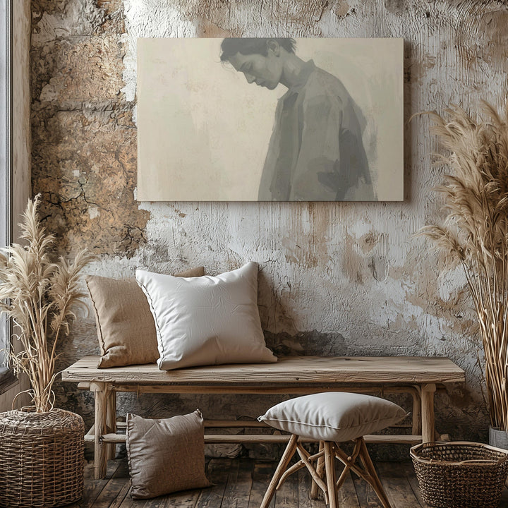 Ethereal Grayscale Figure Canvas – Minimalist Emotional Portrait Art - Gifitto