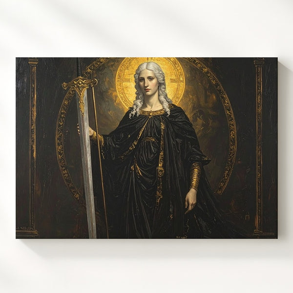 Divine Warrior Queen Canvas – Sacred Feminine Power & Sword Wall Art - Gifitto
