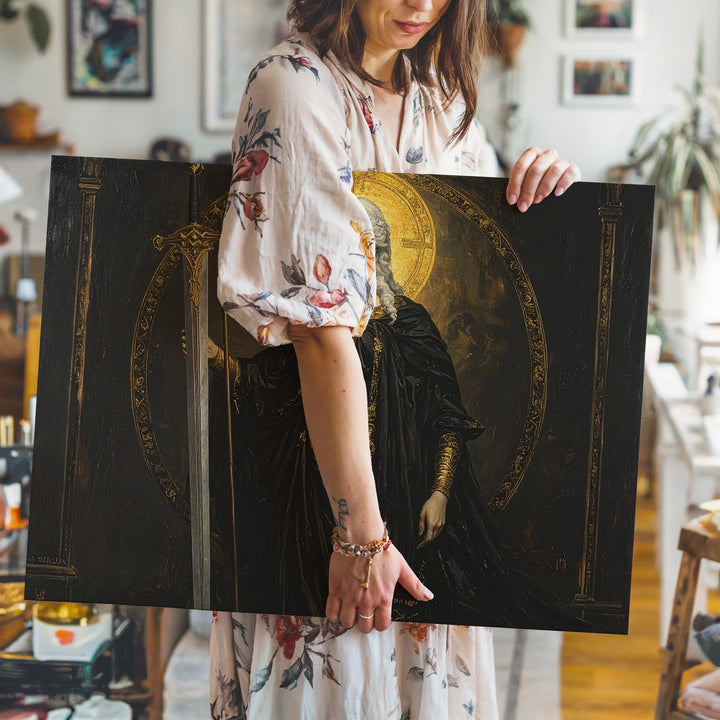 Divine Warrior Queen Canvas – Sacred Feminine Power & Sword Wall Art - Gifitto