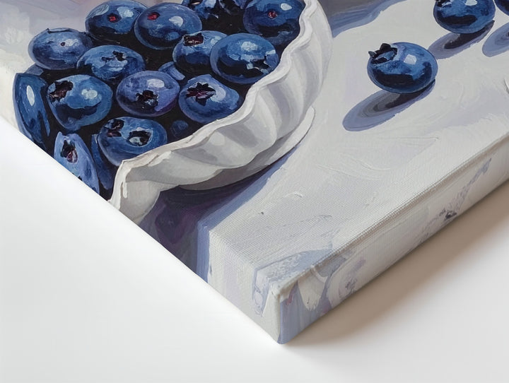 Blueberries & Seashells Canvas – Coastal Still Life with Minimal Elegance - Gifitto