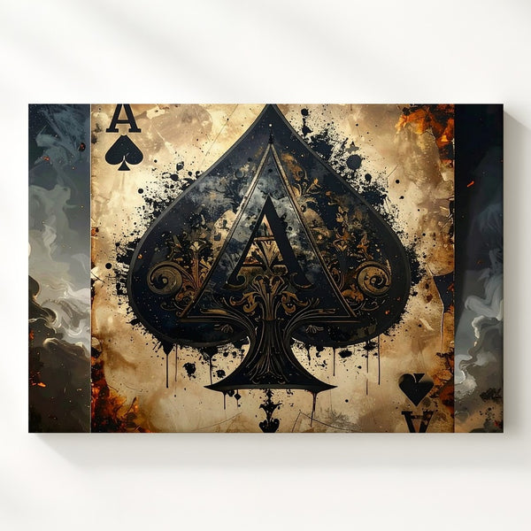 Gothic Ace of Spades Canvas – Antique Card Wall Art with Dark Symbolism - Gifitto