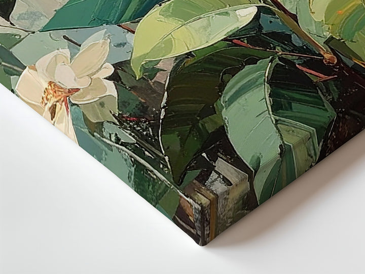 Tropical Harmony Canvas – Lush Greenery Wall Art with Coral Accents - Gifitto