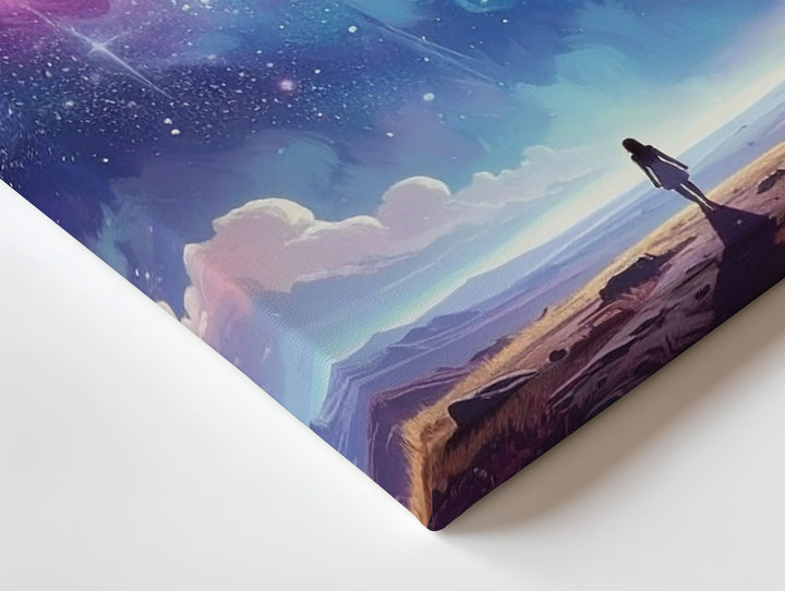 Cosmic Discovery Canvas – Lone Figure and Swirling Celestial Sky - Gifitto