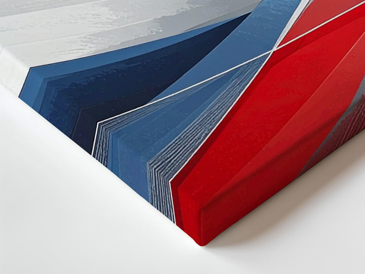Dynamic Abstract Canvas – Curved Bands in Blue, Black, and Red - Gifitto