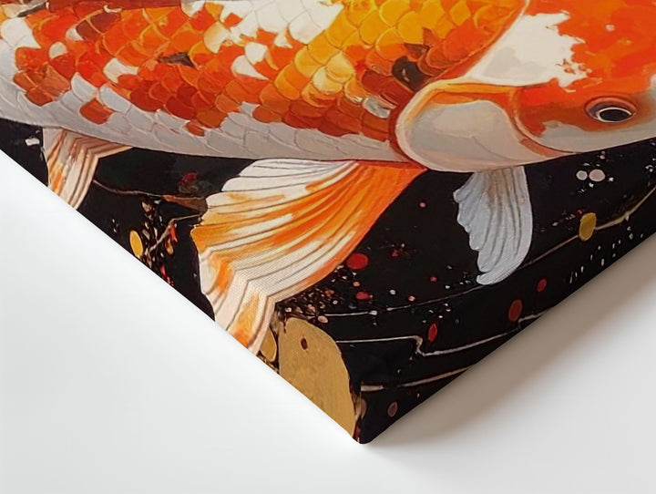 Celestial Koi Canvas – Symbolic Japanese Fish with Energy Orbs Wall Art - Gifitto
