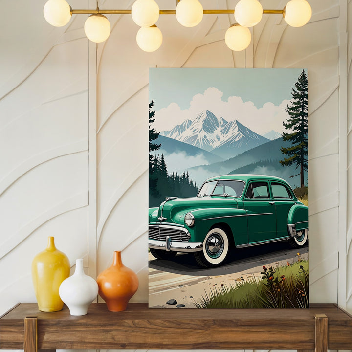 Vintage 1940s Green Sedan Canvas – Classic American Car Wall Art - Gifitto