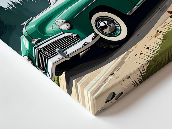 Vintage 1940s Green Sedan Canvas – Classic American Car Wall Art - Gifitto