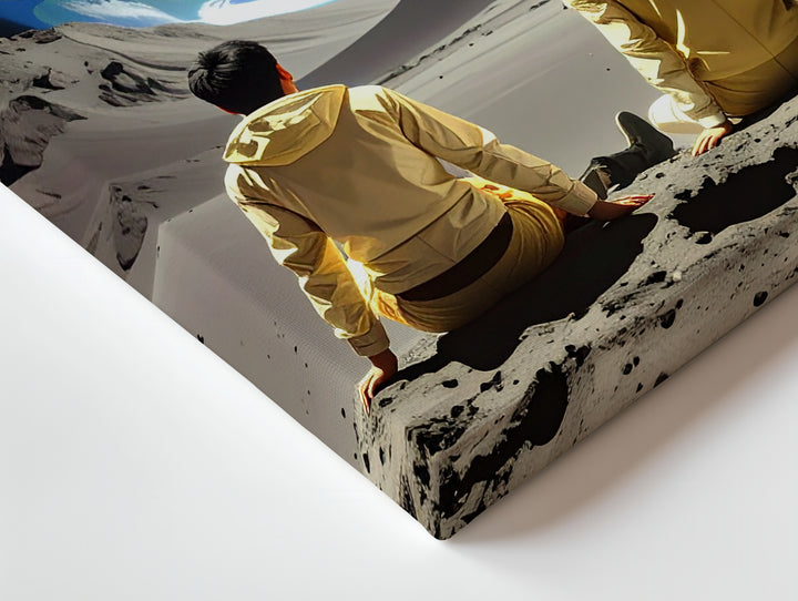 Moonlit Contemplation Canvas – Astronauts Gazing at Earth from Lunar Surface - Gifitto