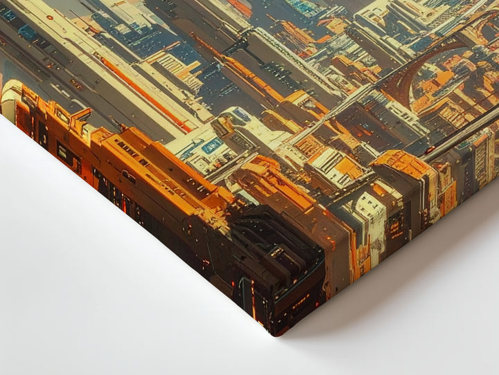Futuristic Metropolis Canvas – Hovering City with Floating Cars and Spaceships - Gifitto