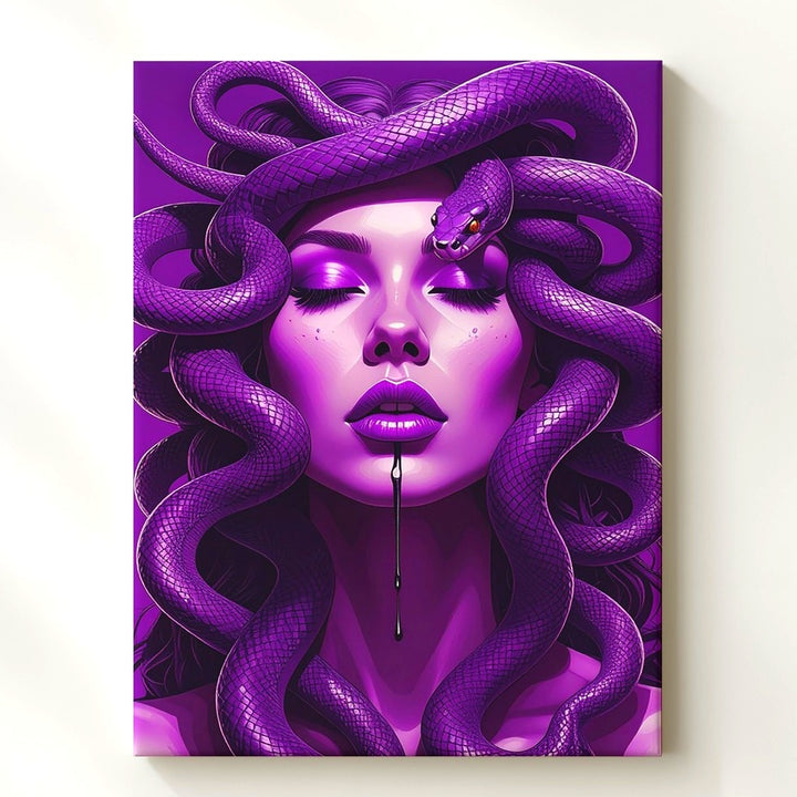 Violet Medusa Canvas – Surreal Purple Snake Goddess Art - Gifitto