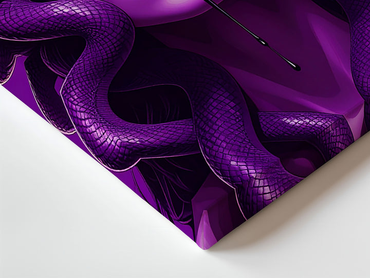 Violet Medusa Canvas – Surreal Purple Snake Goddess Art - Gifitto