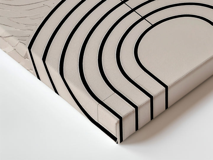 Symmetrical Line Art Canvas – Modern Abstract Arches and Black Circle - Gifitto