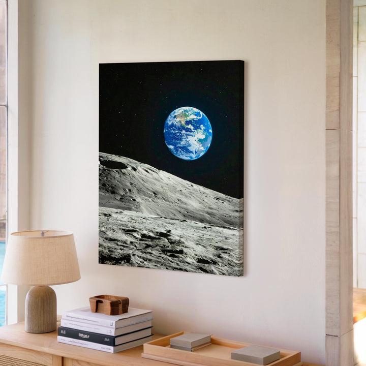Earth from the Moon Canvas – Stunning View of Our Planet from Lunar Surface - Gifitto