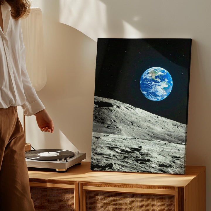 Earth from the Moon Canvas – Stunning View of Our Planet from Lunar Surface - Gifitto