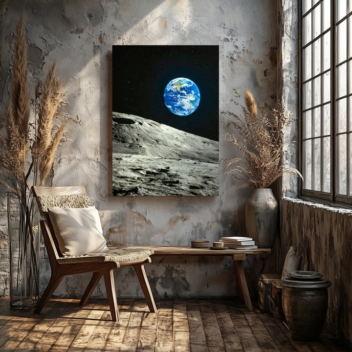 Earth from the Moon Canvas – Stunning View of Our Planet from Lunar Surface - Gifitto