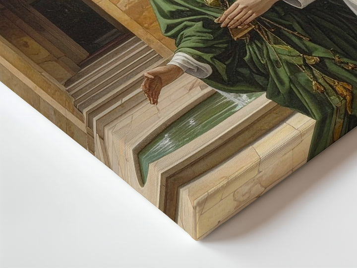 Mystical Figure in Courtyard Canvas – Enigmatic Presence with Ancient Stone Architecture - Gifitto
