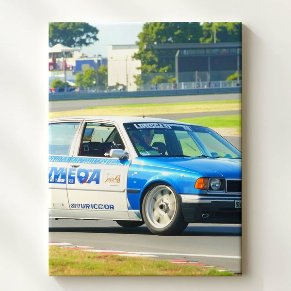 Vintage Volvo Touring Car Canvas – Classic Race Car on Track at High Speed - Gifitto