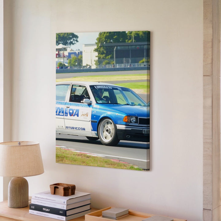 Vintage Volvo Touring Car Canvas – Classic Race Car on Track at High Speed - Gifitto