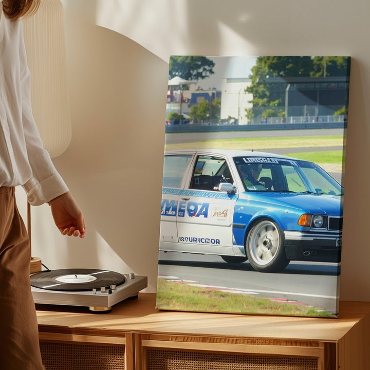 Vintage Volvo Touring Car Canvas – Classic Race Car on Track at High Speed - Gifitto