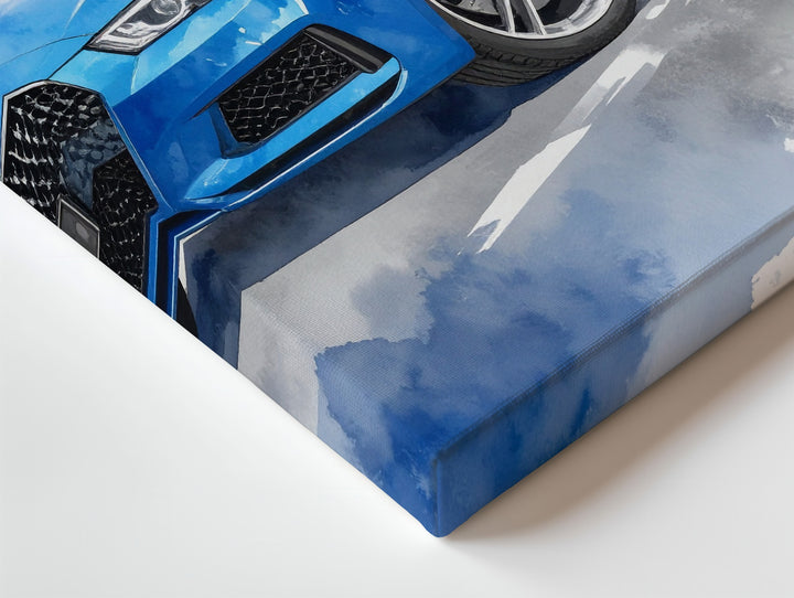 Blue Audi Coupe Watercolor Canvas – Modern Sports Car Wall Art - Gifitto