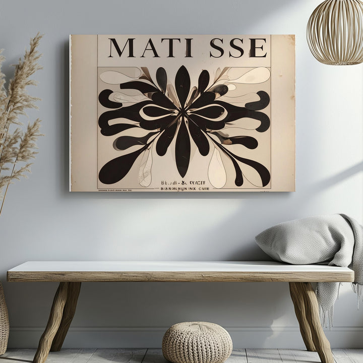 Vintage Matisse-Inspired Botanical Cut-Out Canvas – Organic Black Shapes - Gifitto