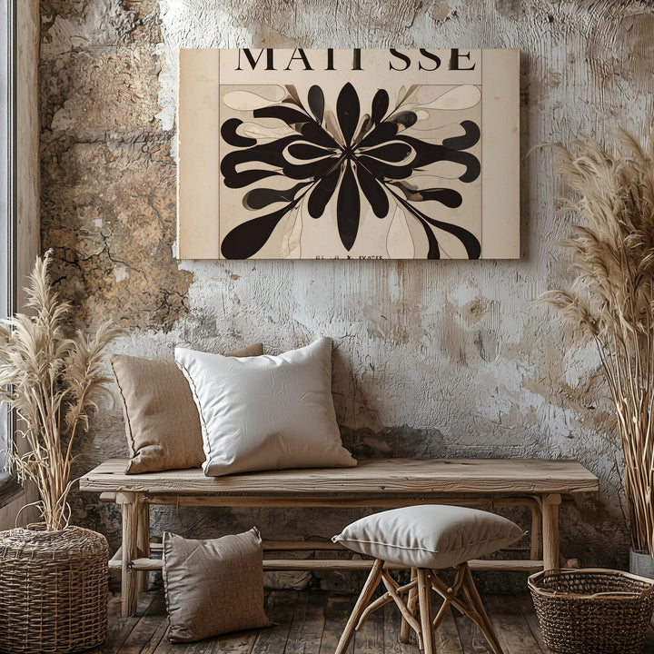 Vintage Matisse-Inspired Botanical Cut-Out Canvas – Organic Black Shapes - Gifitto