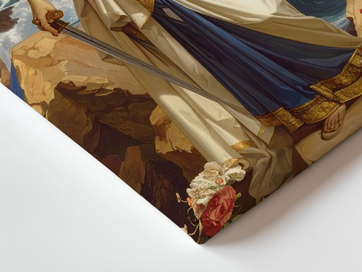 Goddess of the Sea Canvas – Classical Heroic Woman with Sword and Sea View - Gifitto