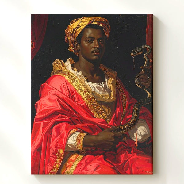 Regal Nobleman Canvas – Baroque-Style Portrait with Red Robe and Golden Staff - Gifitto