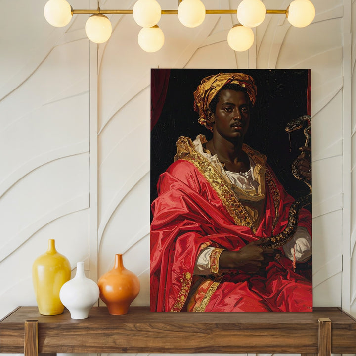 Regal Nobleman Canvas – Baroque-Style Portrait with Red Robe and Golden Staff - Gifitto