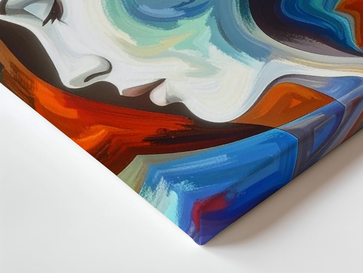 Vibrant Abstract Canvas – Swirling Colors with Hidden Human Profile - Gifitto