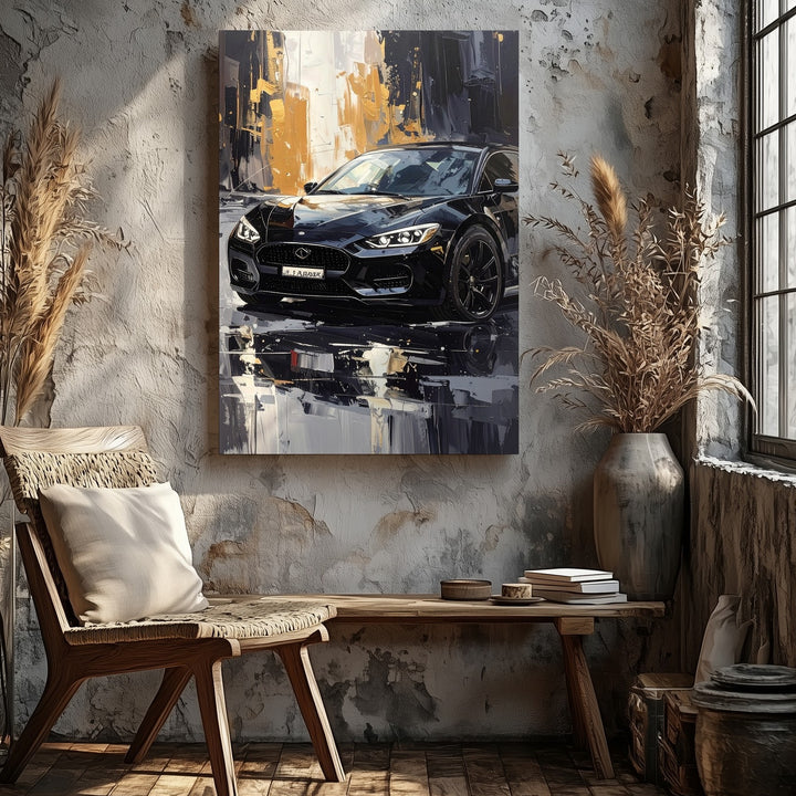 Bugatti Chiron Black Luxury Canvas – Stylized Sports Car Digital Art - Gifitto