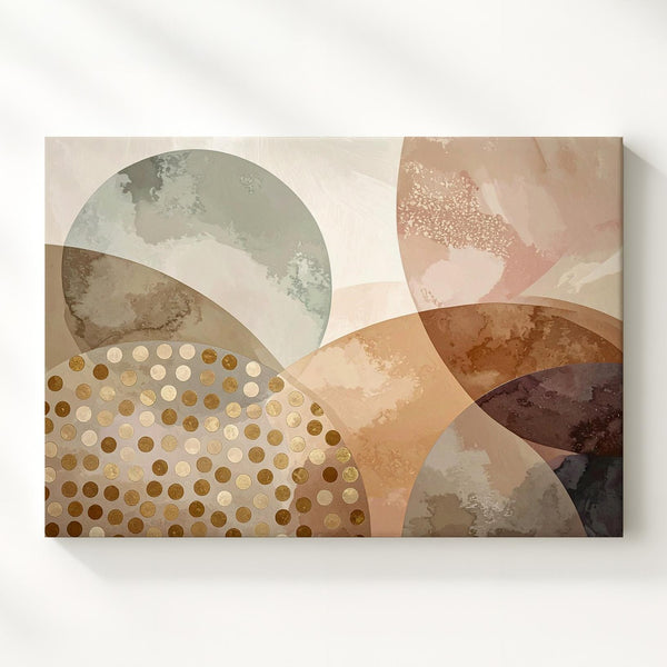 Soft Abstract Canvas – Neutral-Toned Circles with Gold Accents - Gifitto