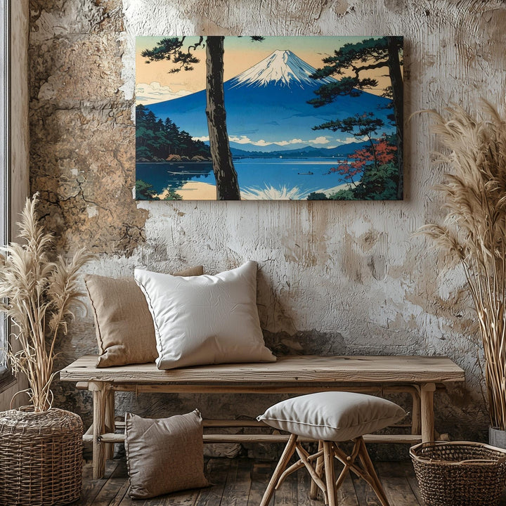 Mount Fuji Reflection Canvas – Tranquil Lakeside Ukiyo-e Landscape Art - Gifitto