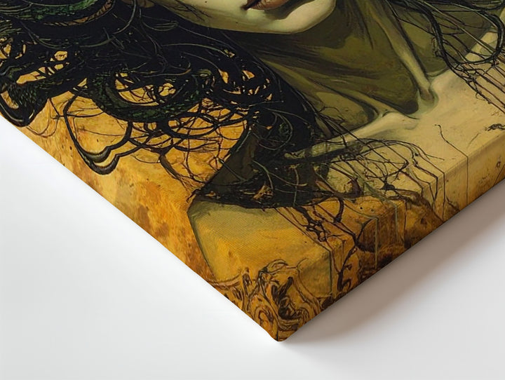 Gothic Medusa Portrait Canvas – Dark Mythical Gorgon with Green Eyes and Snakes - Gifitto
