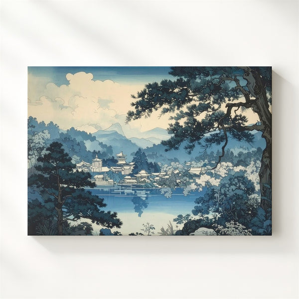 Winter Pagoda View Canvas – Traditional Japanese Snowy Landscape Art - Gifitto