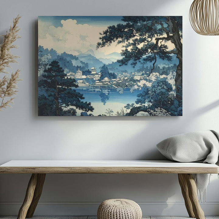 Winter Pagoda View Canvas – Traditional Japanese Snowy Landscape Art - Gifitto