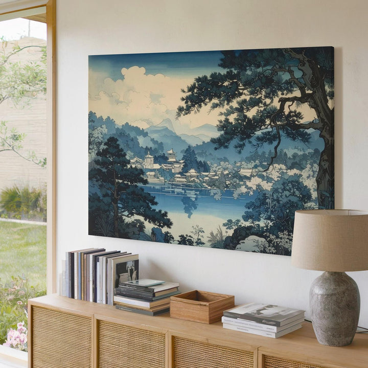 Winter Pagoda View Canvas – Traditional Japanese Snowy Landscape Art - Gifitto