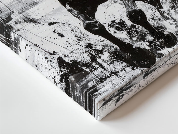 Ink Rush Canvas – Monochrome Galloping Horse in Brushstroke Motion - Gifitto