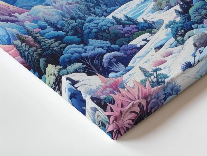 Ethereal Ice Landscape Canvas – Glowing Crystals and Snowy Peaks - Gifitto