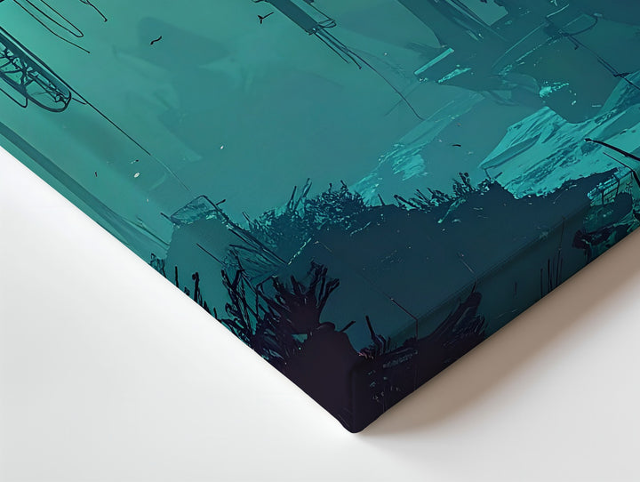Submerged Industry Canvas – Surreal Deep-Sea Oil Platform Illustration - Gifitto