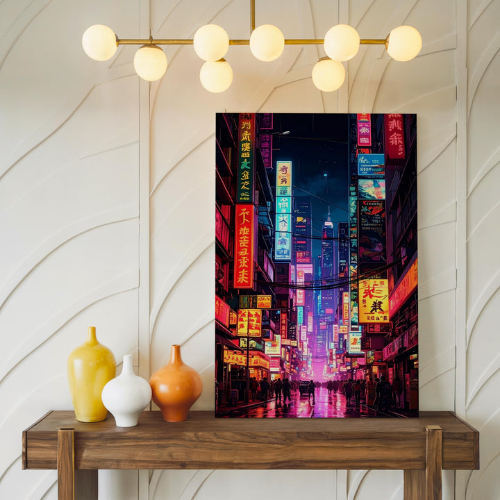 Futuristic Cityscape Canvas – Neon Lights, Skyscrapers, and Holographic Billboards - Gifitto