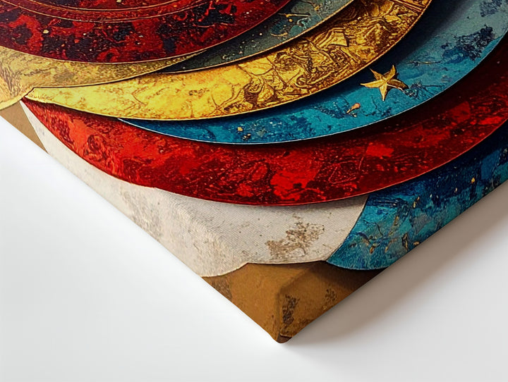 Celestial Crescent Canvas – Mystical Art with Moon & Star Discs - Gifitto