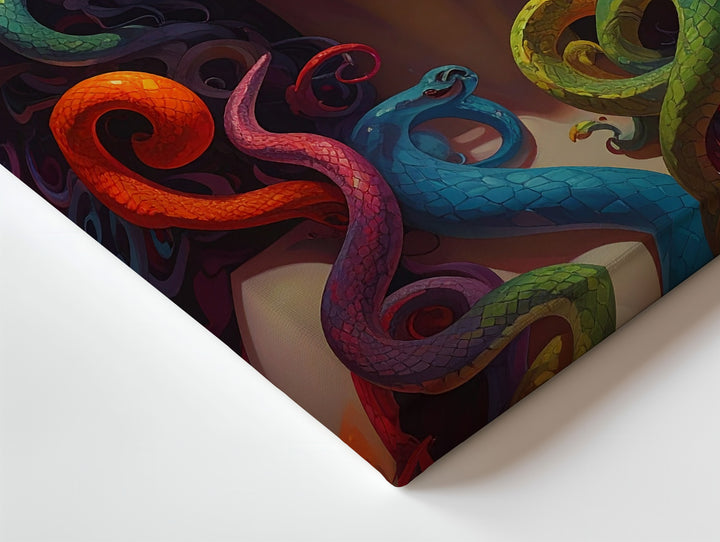 Neon Medusa Canvas – Vibrant Digital Portrait with Rainbow Snake Hair - Gifitto