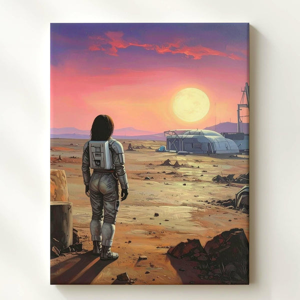 Astronaut on Alien Planet Canvas – Surreal Space Exploration Art - Gifitto