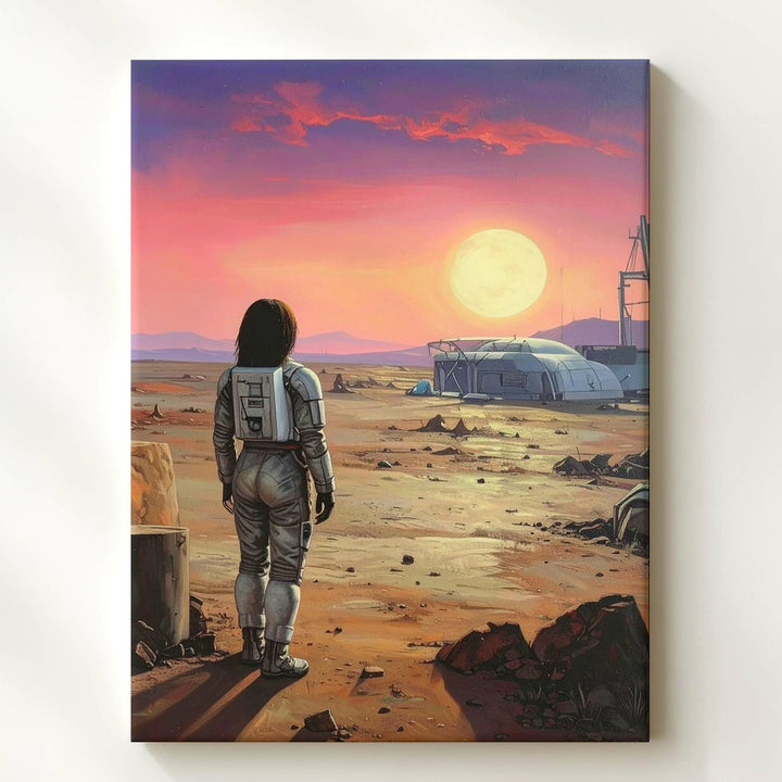 Astronaut on Alien Planet Canvas – Surreal Space Exploration Art - Gifitto