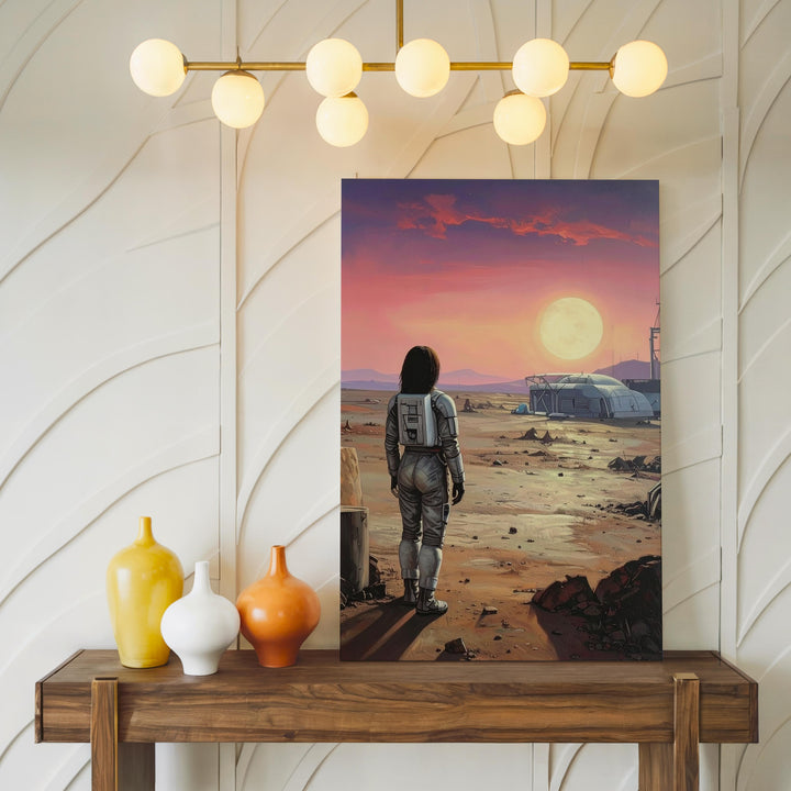 Astronaut on Alien Planet Canvas – Surreal Space Exploration Art - Gifitto