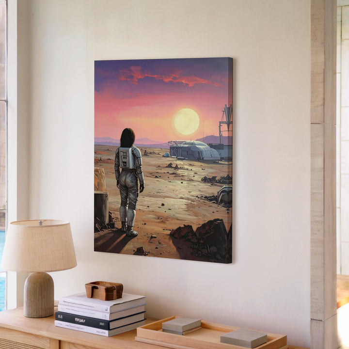 Astronaut on Alien Planet Canvas – Surreal Space Exploration Art - Gifitto