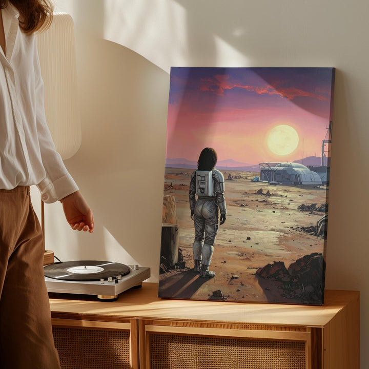 Astronaut on Alien Planet Canvas – Surreal Space Exploration Art - Gifitto