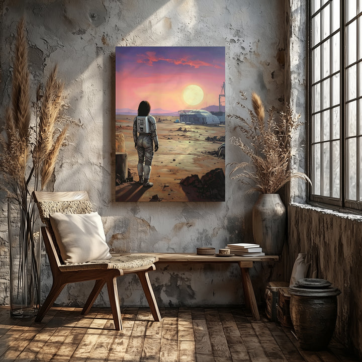 Astronaut on Alien Planet Canvas – Surreal Space Exploration Art - Gifitto